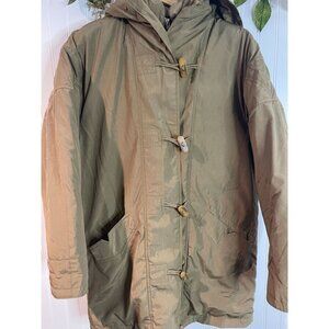 Vintage Utex Small Green Hooded Parka Coat With Wooden Toggles & Front Pockets
